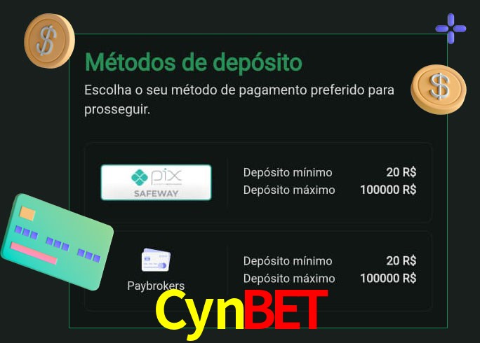 O cassino Cynbet oferece uma grande variedade de métodos de pagamento
